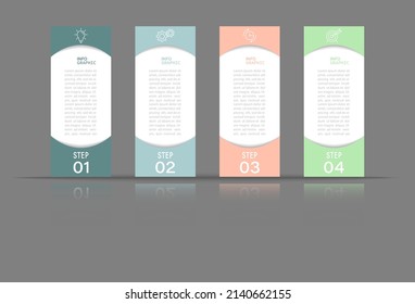 Infographics. 4 stages of achieving the result. Stages of development, development, training, marketing, planning or training. Business strategy with visual icons.