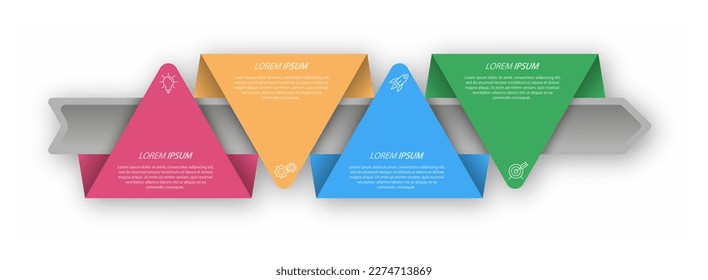 Infografiken. 4 Stufen der Entwicklung, des Marketing, des Arbeitsablaufs oder des Plans. Geschäftsstrategie mit Symbolen. Report- und Statistikdiagramm.