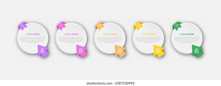 Infographics. 5 stages of development, marketing, workflow or plan. Business strategy with icons. Report and statistics diagram.