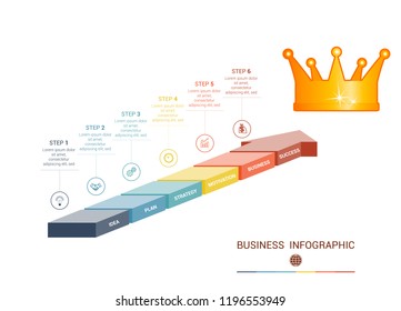 Infographics from 6 parts colored arrows.