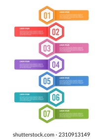 Infographics 7 options or steps. Workflow layouts, diagrams, number options, and web design. Vector illustration.