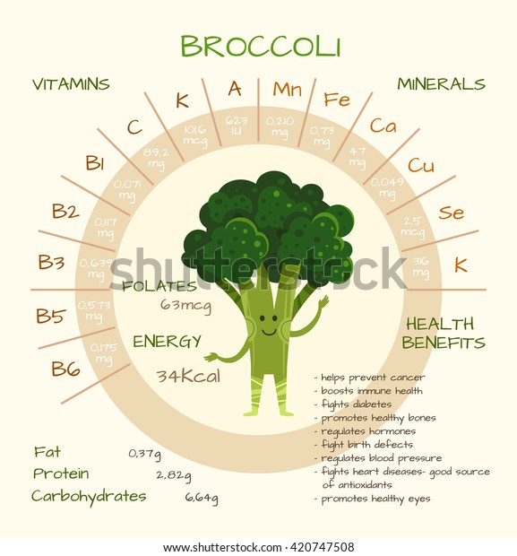 ブロッコリーの栄養素に関するインフォグラフィック ブロッコリー ビタミン 野菜 健康食品 栄養素 食事に関するベクターイラスト ビタミンやミネラル ブロッコリーの健康に良い おかしな人 のベクター画像素材 ロイヤリティフリー