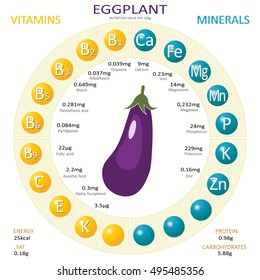 Infographics about nutrients in eggplant. Vector illustration