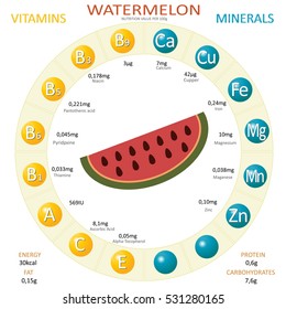 Infographics about nutrients in watermelon. Vector illustration