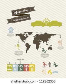 infographics of accident icons over beige background. vector illustration