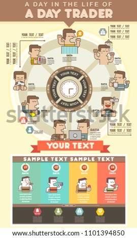 infographics activities workday man life day stock vector royalty free