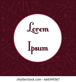 Infographics, advertising banner, poster or menu template. Deep red background, white round frame. 