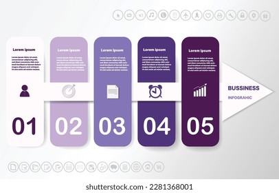 Elemento de diseño de gráfico de flecha de infografía,5 diseño de opciones para la plantilla de diseño de negocio o de finanzas Vector Stock Illustration.