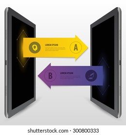 Infographics arrow communication technology template. Vector illustration