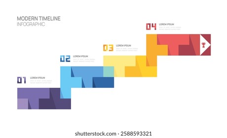 Infographics arrow geometric blocks jigsaw business 4 steps to success template.