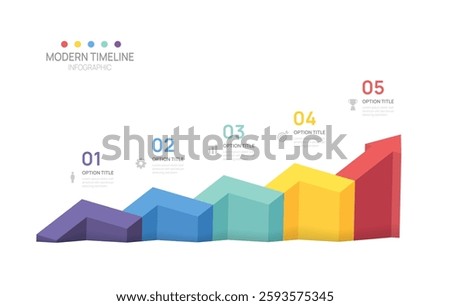 Infographics arrow symbol isometric timeline business 5 steps to success template. vector illustration.