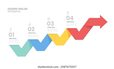 Infographics arrow symbol timeline 4 steps business to success template. vector illustration.