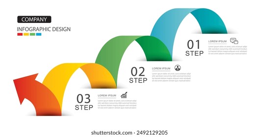 Infographics arrow symbol timeline business steps to success.