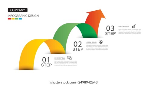 Infografik Pfeilsymbol Timeline Business Schritte zum Erfolg.