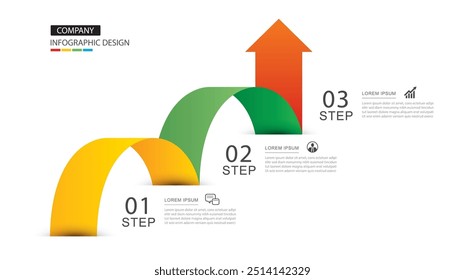 Infografik Pfeilsymbol Timeline Business Schritte zum Erfolg.