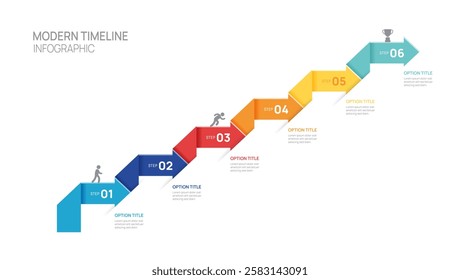 Infographics arrow symbol timeline business 6 steps to success template. vector illustration.