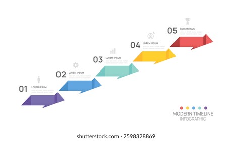 Infographics arrow symbol timeline business 5 steps to success template.