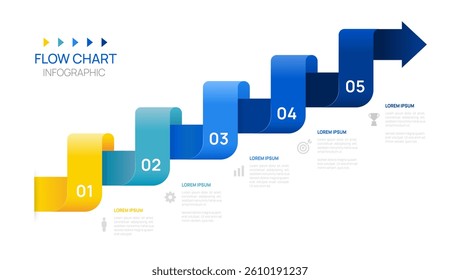Infographics arrow symbol timeline business 5 steps to success template.