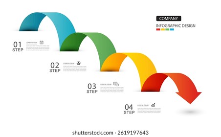 Infographics arrow symbol timeline business steps to success.
