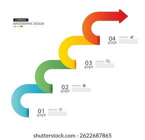 Infographics arrow symbol timeline business steps to success.