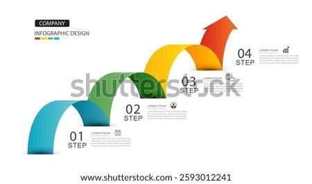 Infographics arrow symbol timeline business steps to success.