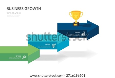 Infographics arrow template 3 steps timeline business growth to success template.