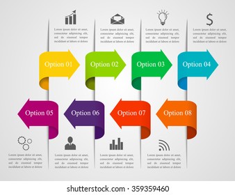 Infographics arrow template. Can be used for workflow layout, banner, diagram, number options, step up options, web design, infographics