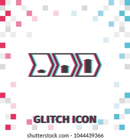 Infographics with arrows  glitch effect vector icon.