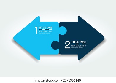 Infographics arrows in oposite direction, puzzle.  Chart, scheme, diagram.
