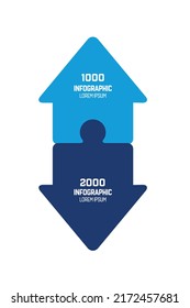 Infographics arrows in oposite direction, puzzle.  Chart, scheme, diagram.
