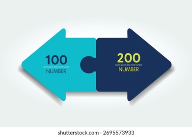Infographics arrows in oposite direction, puzzle.  Chart, scheme, diagram.