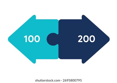 Infographics arrows in oposite direction, puzzle.  Chart, scheme, diagram.