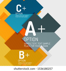 Infografías con pasos b c, diagrama de diseño de flujo de trabajo de opciones, formas geométricas triangulares. Arte vectorial