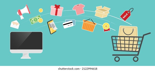 infographics background E-commerce. Business concept. Set icons. E- marketing vector design with elements.