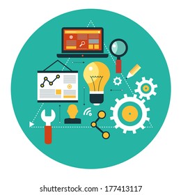 infographics background seo optimization. SEO concept. Set icons