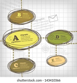 The infographics background sketch on paper - vector illustration