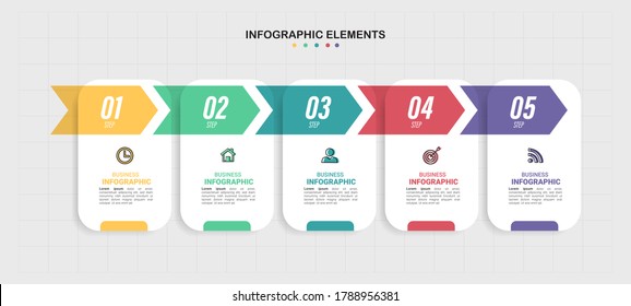 Infographics banner design template, Business concept with 5 steps or options, can be used for workflow layout, diagram, annual report, web design.Creative banner,label vector.