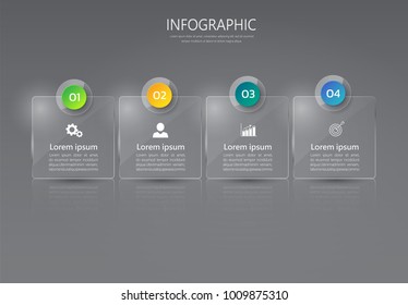 Infographics banner template in glass or glossy style,business concept with 4 options,can be used for workflow layout, diagram, website,corporate report,advertising, marketing.vector.