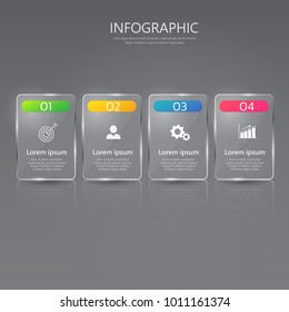 Infographics banner template in glass or glossy style,business concept with 4 options,can be used for workflow layout, diagram, website,corporate report,advertising, marketing.vector.