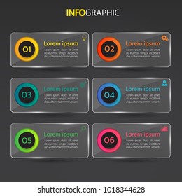 infographics banner template in glass or glossy style,business concept with 6 options,can be used for workflow layout, diagram, website,corporate report,advertising, marketing.vector.