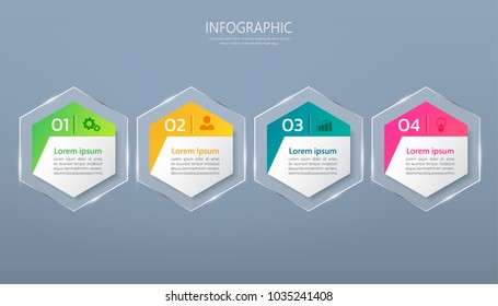 infographics banner template in glass or glossy style,business concept with 4 options,can be used for workflow layout, diagram, website,corporate report,advertising, marketing.vector.
