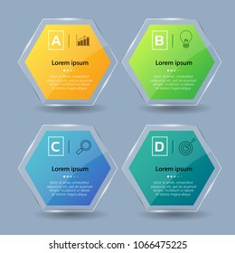 Infographics banner template in glass or glossy style,business concept with 4 options,can be used for workflow layout, diagram, website,corporate report,advertising, marketing.vector.