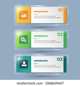 Infographics banner template in glass or glossy style,business concept with 3 options,can be used for workflow layout, diagram, website,corporate report,advertising, marketing.vector.