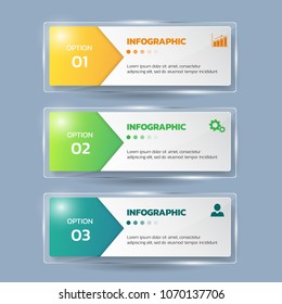 Infographics banner template in glass or glossy style,business concept with 3 options,can be used for workflow layout, diagram, website,corporate report,advertising, marketing.vector.