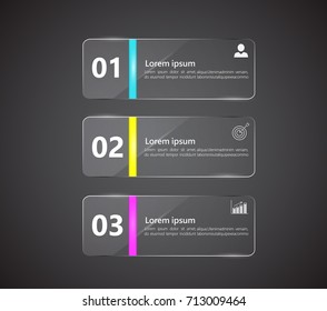  infographics banner template in glass or glossy style,business concept with 3 options,can be used for workflow layout, diagram, website,corporate report,advertising, marketing.vector.