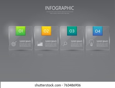 Infographics banner template in glass or glossy style,business concept with 4 options,can be used for workflow layout, diagram, website,corporate report,advertising, marketing.vector.