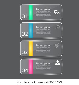 infographics banner template in glass or glossy style,business concept with 4 options,can be used for workflow layout, diagram, website,corporate report,advertising, marketing.vector.