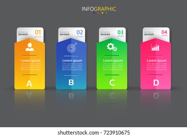 Infographics banners template with 4 options,can be used for workflow layout, diagram, website, corporate report, advertising, marketing.vector illustration