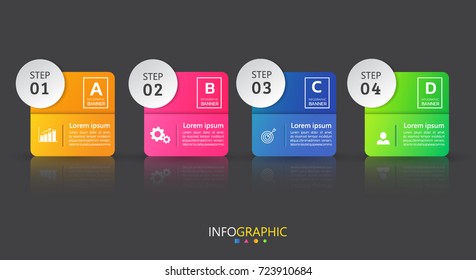 Infographics banners template with 4 options,can be used for workflow layout, diagram, website, corporate report, advertising, marketing.vector illustration