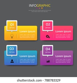 plantilla de banners de infografía con 4 opciones, puede utilizarse para diseño de flujo de trabajo, diagrama, sitio web, informe corporativo, publicidad, marketing.vector.